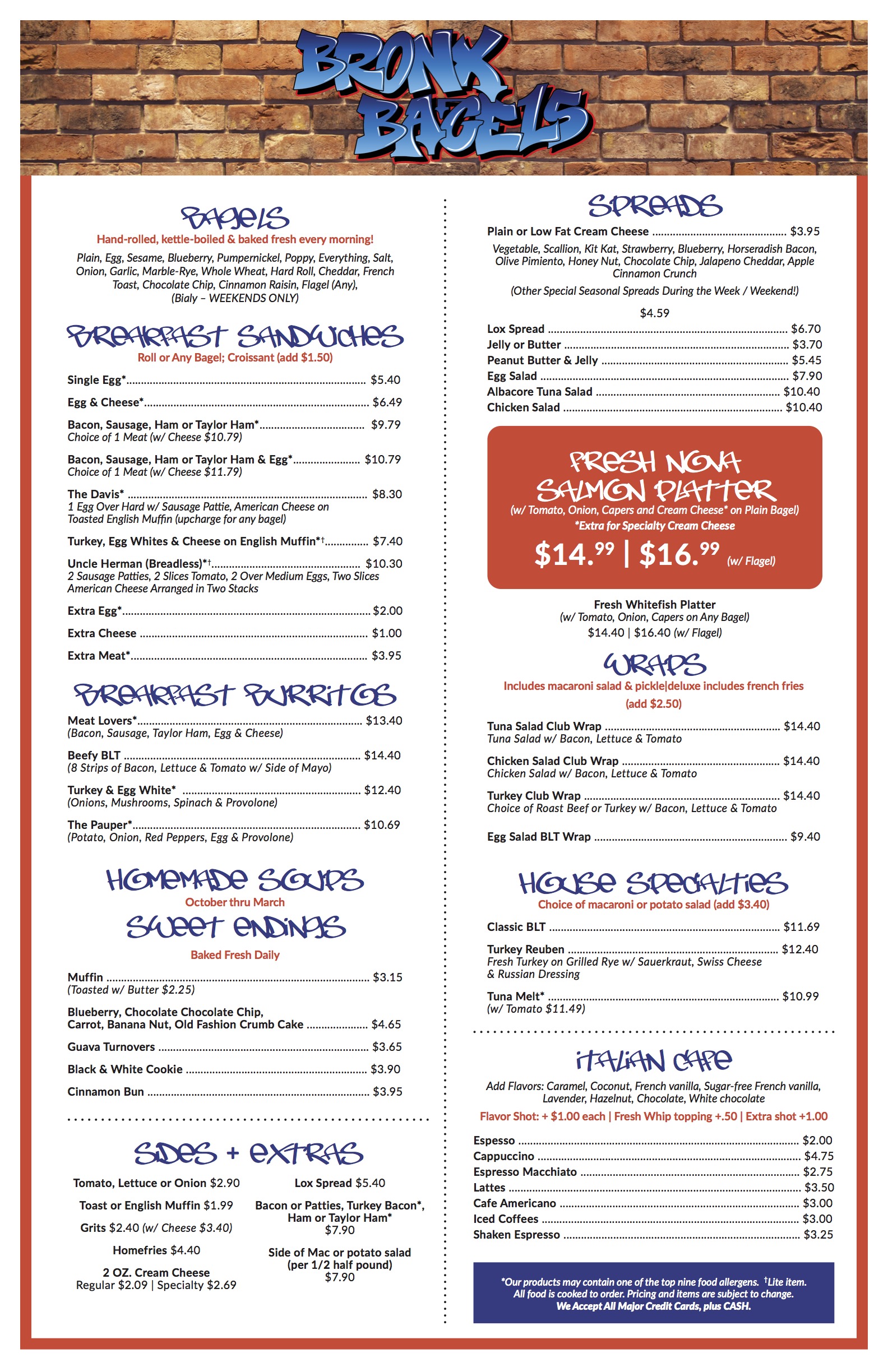 BB's Bagels Menu