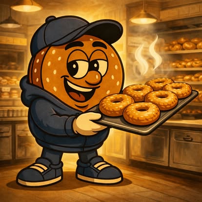 BB's Bagels Mascot with Fresh Bagels - Alpharetta GA